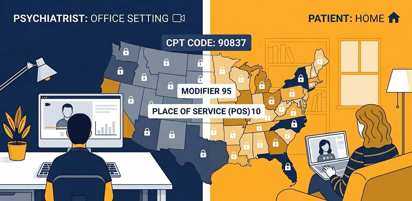 Psychiatry Telehealth CPT Codes and State Billing Rules
