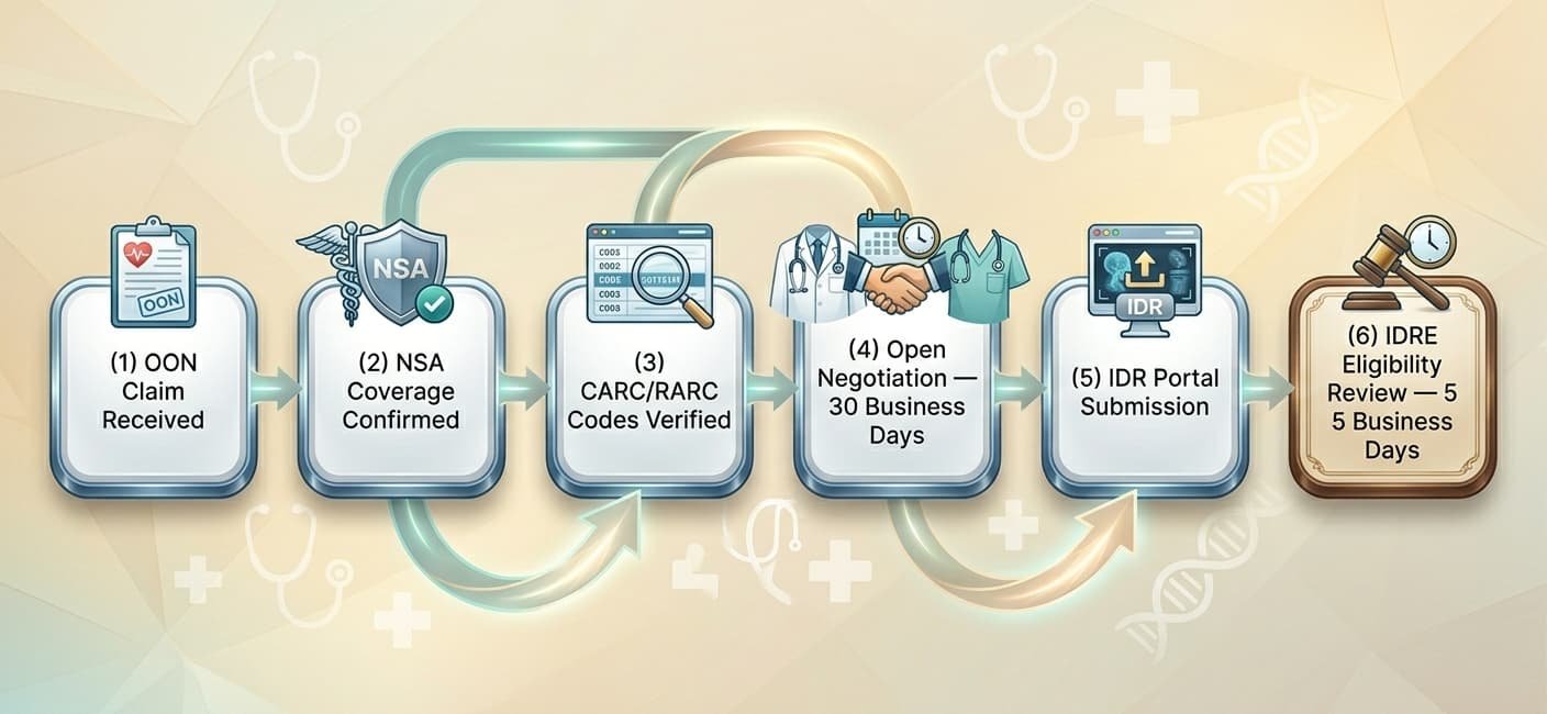 IDR eligibility checklist flowchart No Surprises Act 2026 provider billing disputes