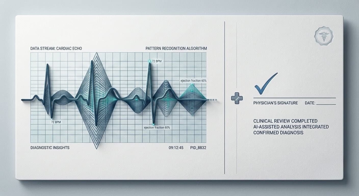 Physician reviewing AI-flagged diagnostic data before signing off on 2026 CPT-coded claim documentation.