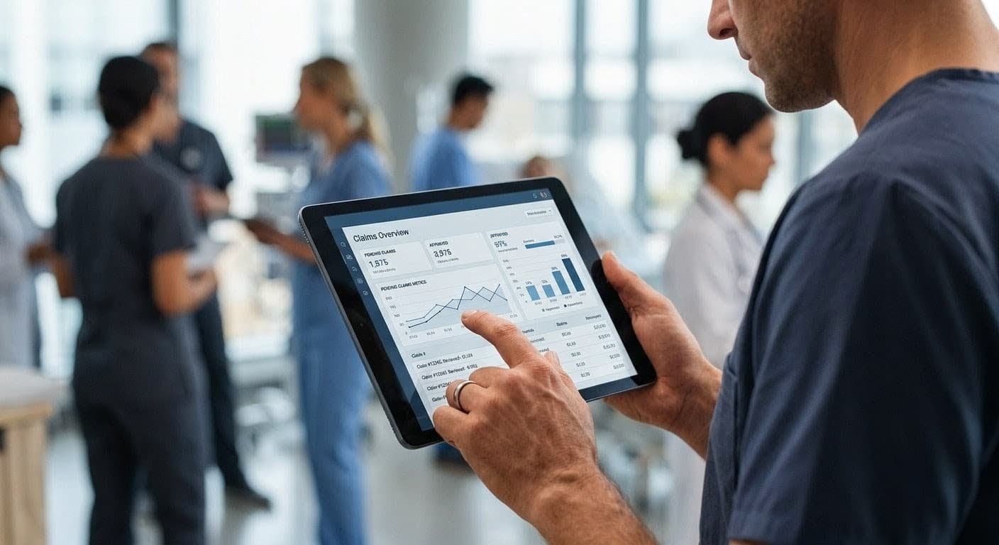 Clinician reviewing WISeR Model Medicare prior authorization request on tablet